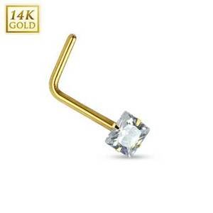 Šperky4U Zlatý piercing do nosu - čirý zirkon, Au 585/1000 - ZL01030C-YG