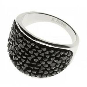 AKTUAL, s.r.o. Ocelový prsten s krystaly Crystals from Swarovski®, BLACK JET - velikost 56 - LV1001-JET-56