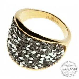 AKTUAL, s.r.o. Zlacený ocelový prsten s krystaly Crystals from Swarovski®, Crystal - velikost 52 - LV1002-CAL-52