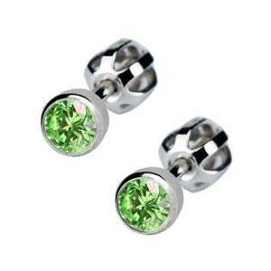 Šperky4U Stříbrné náušnice se světle zelené kamínky 4 mm - ZB23067A-LG
