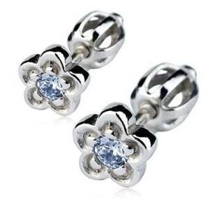 Šperky4U Stříbrné náušnice - kytičky, světle modrý zirkon - ZB53240-LB
