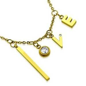 Šperky4U Zlacený ocelový řetízek s písmeny LOVE - OPE1069