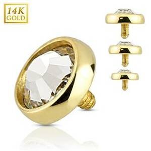 Šperky4U Zlatý piercing - dermál zirkon, Au 585/1000 - ZL01038-05-YG