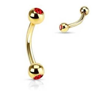 Šperky4U Pozlacený piercing do obočí s kamínky - OB01088-R