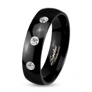 Šperky4U Černý ocelový prsten šíře 6 mm - velikost 49 - OPR1299-6-Zr3-49