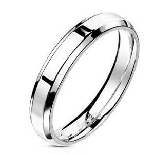 Spikes USA Ocelový prsten lesklý, šíře 4 mm - velikost 62 - OPR1303-4-62