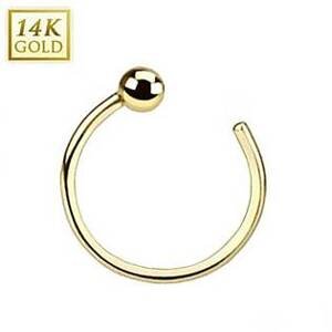 Šperky4U Zlatý piercing do nosu kruh, 0,8 x 8 mm, Au 585/1000 - ZL01039-YG