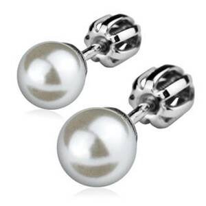 Šperky4U Stříbrné náušnice šroubovací, perličky 6 mm - ZB2324-6