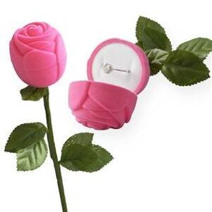 Šperky4U Dárková krabička na prsten - růže na stonku, barva růžová - KR0029-PK