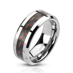 Šperky4U Ocelový prsten s karbonem - velikost 65 - OPR1447-8-65