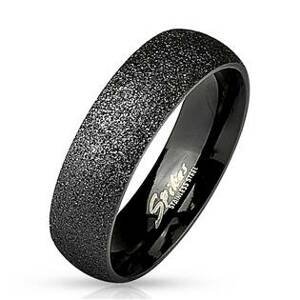 Šperky4U Černý ocelový prsten pískovaný, šíře 6 mm - velikost 65 - OPR0032-6-65