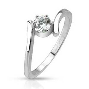 Šperky4U Ocelový prsten se zirkonem - velikost 49 - OPR1667-49