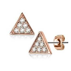 Šperky4U Zlacené trojúhelníkové náušnice se zirkony - BX1043-RD