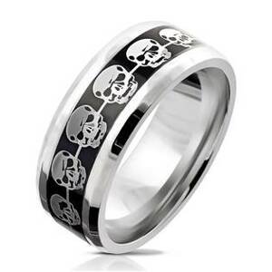 Šperky4U Pánský ocelový prsten s lebkami - velikost 62 - OPR1686-62
