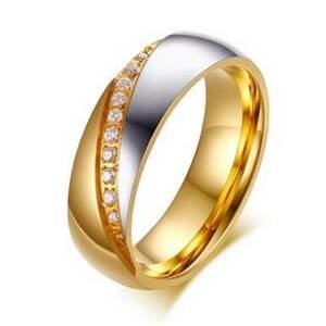 Šperky4U Dámský ocelový prsten se zirkony, šíře 6 mm, vel. 52 - velikost 52 - OPR0064-D-52