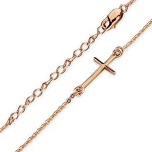 Šperky4U Pozlacený stříbrný náhrdelník - křížek - ZB87192-RD