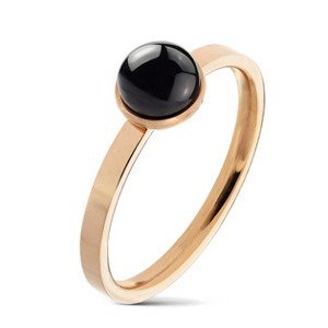 Šperky4U Ocelový prsten s černým achátem - velikost 57 - OPR1691-57