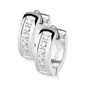 Šperky4U Ocelové náušnice - kroužky se zirkony - OPN1154-ST