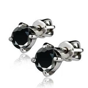 Šperky4U Stříbrné náušnice - černé zirkony 5 mm - ZB23210-K