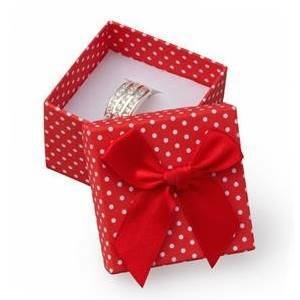Šperky4U Malá dárková krabička na prsten červená - bílé puntíky - KR0182-R