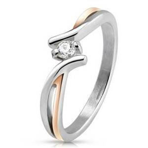 Šperky4U Ocelový prsten se zirkonem - velikost 57 - OPR1701-57