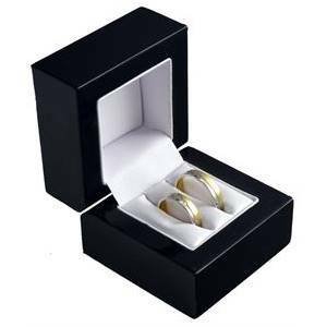 Šperky4U Černá dřevěná dárková krabička na snubní prsteny - KR0139-K