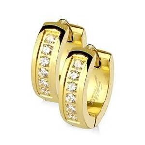 Šperky4U Zlacené ocelové náušnice - kroužky se zirkony - OPN1154-GD