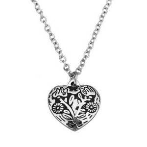 Šperky4U Ocelový řetízek s přívěškem - srdce s ornamenty - OPD0075