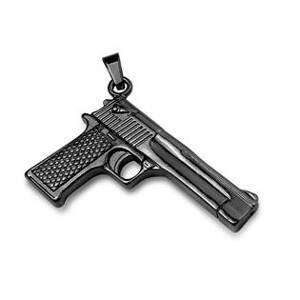 Šperky4U Černý ocelový přívěšek pistole - OPP1105-K