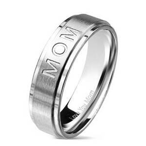 Šperky4U Matný ocelový prsten "MOM" - velikost 55 - OPR1723-55