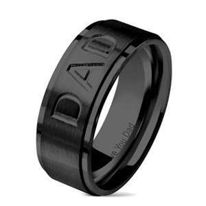 Šperky4U Černý ocelový prsten "DAD" - velikost 62 - OPR1721-62