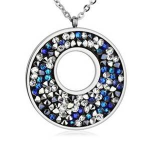 NUBIS® Ocelový náhrdelník s krystaly Crystals from Swarovski® BERMUDA BLUE PEPPER - LV5001-BPE