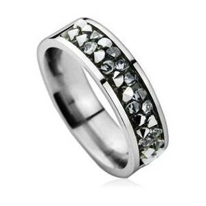 AKTUAL, s.r.o. Ocelový prsten s krystaly Crystals from Swarovski®, GREY METALISEÉ - velikost 60 - LV1004-GME-60