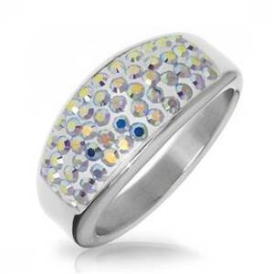AKTUAL, s.r.o. Ocelový prsten s krystaly Crystals from Swarovski® AB - velikost 53 - LV1010-AB-53