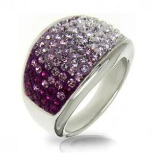 AKTUAL, s.r.o. Ocelový prsten s krystaly Crystals from Swarovski®, AMETHYST - velikost 53 - LV1020-AM-53