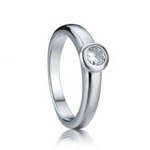 Šperky4U Zásnubní ocelový prsten se zirkonem - velikost 48 - OPR1543-48