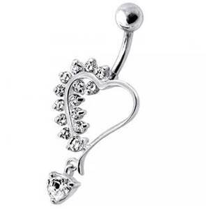 Šperky4U Stříbrný piercing do pupíku - srdíčko - BP01312-C