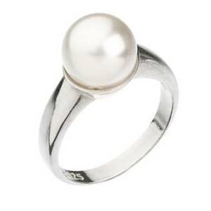 EVOLUTION GROUP CZ Stříbrný prsten s perlou bílý - velikost 54 - 35022.1