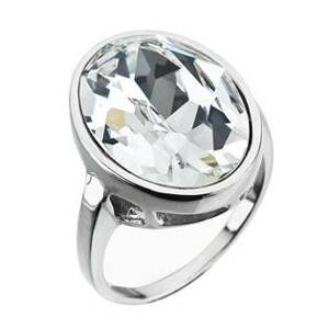 EVOLUTION GROUP CZ Stříbrný prsten ovál s kamenem Crystals from Swarovski®, Crystal - velikost 52 - 35036.1
