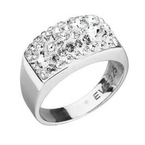 EVOLUTION GROUP CZ Stříbrný hranatý prsten Crystals from Swarovski®, Crystal - velikost 56 - 35014.1