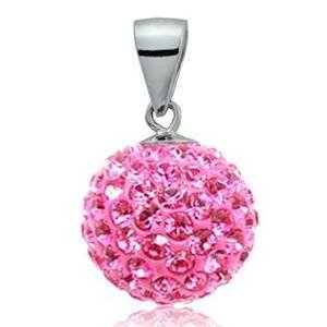 NUBIS® Stříbrný přívěšek koule 10 mm s krystaly Crystals from Swarovski®, Pink - NS-SWAG-P