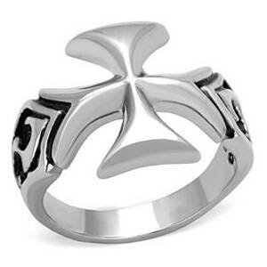 Šperky4U Ocelový prsten maltézský kříž - velikost 62 - OPR1592-62