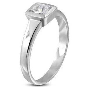 Šperky4U Ocelový prsten se čtvercovým zirkonem - velikost 50 - OPR1009-50