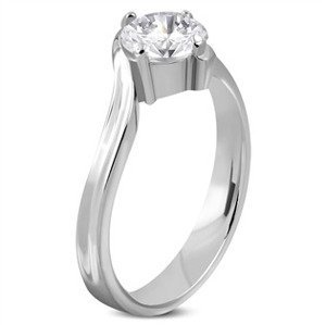 Šperky4U Ocelový prsten se zirkonem - velikost 58 - OPR1076-58