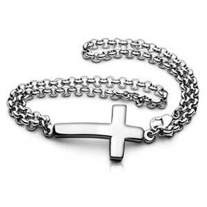 Šperky4U Dámský ocelový náramek - kříž - OPA1012.0