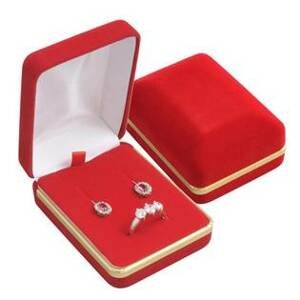Šperky4U Semišová dárková krabička na soupravu, čevená - KR0002-R