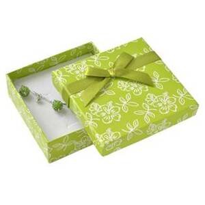 Šperky4U Dárková krabička na soupravu šperků s kytičkami, zelená - KR0223-G