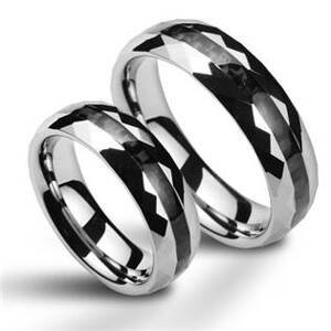 NUBIS® Snubní prsten wolfram, stříbrný karbon, šíře 6 mm, vel. 48 - velikost 48 - NWF1059-48