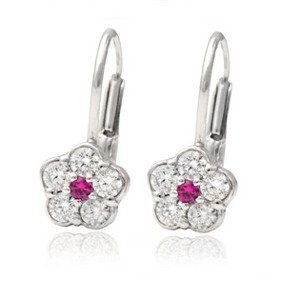 Šperky4U Stříbrné dívčí náušnice kytičky, tmavě růžový střed - ZB53808-FC