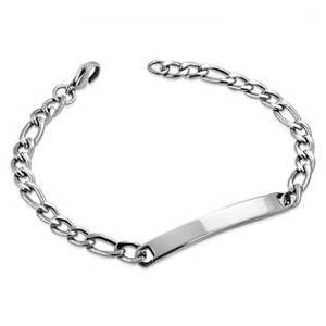 Šperky4U Dámský ocelový náramek figaro s destičkou, délka 19 cm - OPA1087
